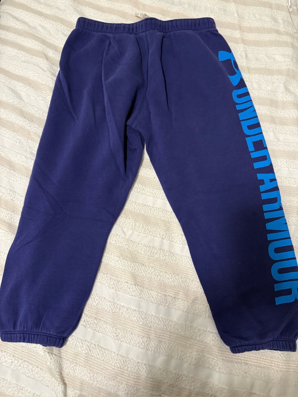 Under Armour Women’s Blue Fleece Jogger Sweatpants Small Paint Marks As Is